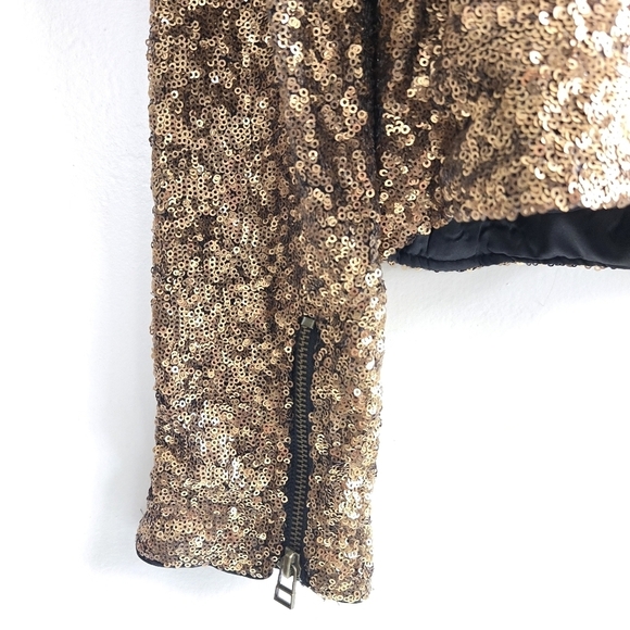 W118 by Walter Baker Gold Sequin Long Sleeve Jacket Small - Picture 6 of 10